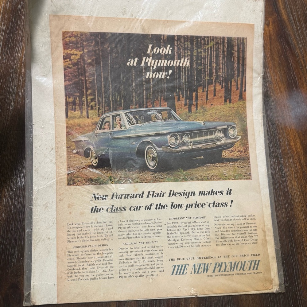 Plymouth 1962 Dealer‎ Advertising Slick Original Vintage Mopar Promo Print